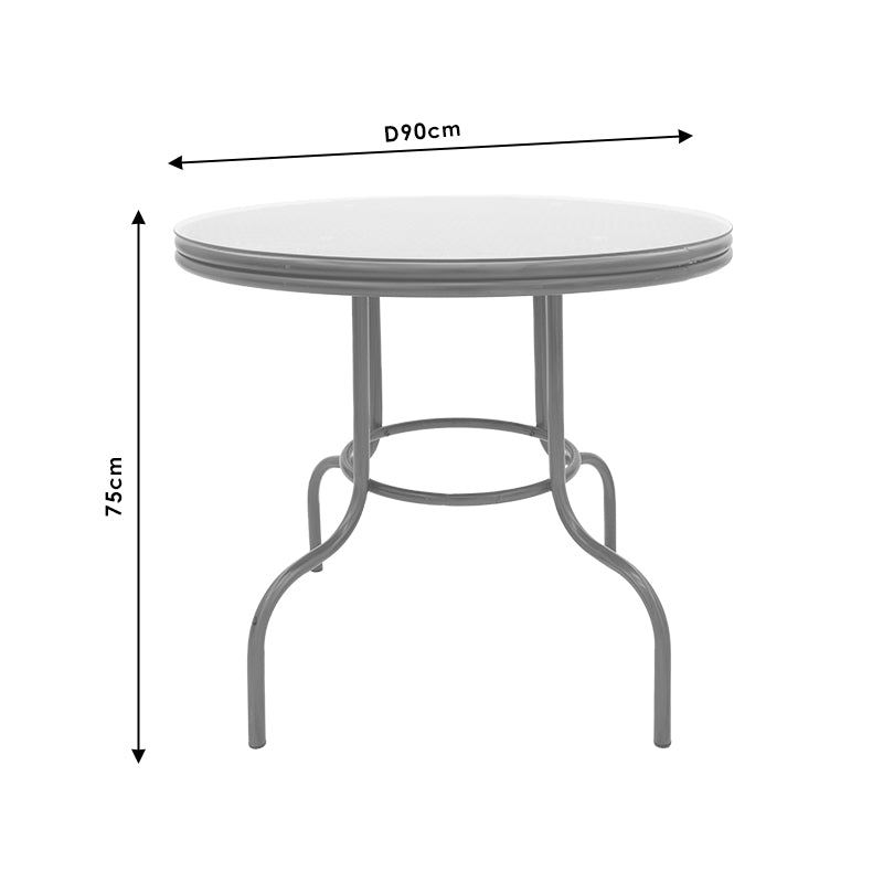 Μοντέρνο Τραπέζι Paula μέταλλο-pe rattan καφέ Φ90x75εκ
