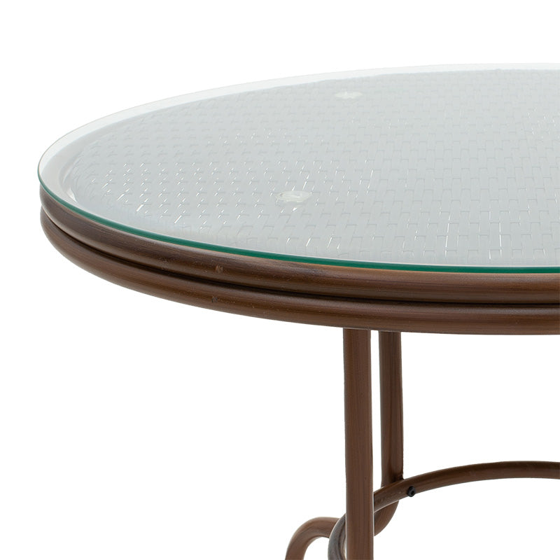 Μοντέρνο Τραπέζι Paula  μέταλλο-pe rattan καφέ Φ90x75εκ