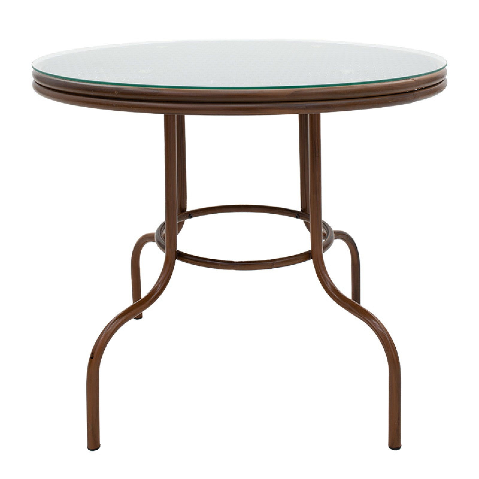 Μοντέρνο Τραπέζι Paula  μέταλλο-pe rattan καφέ Φ60x60εκ