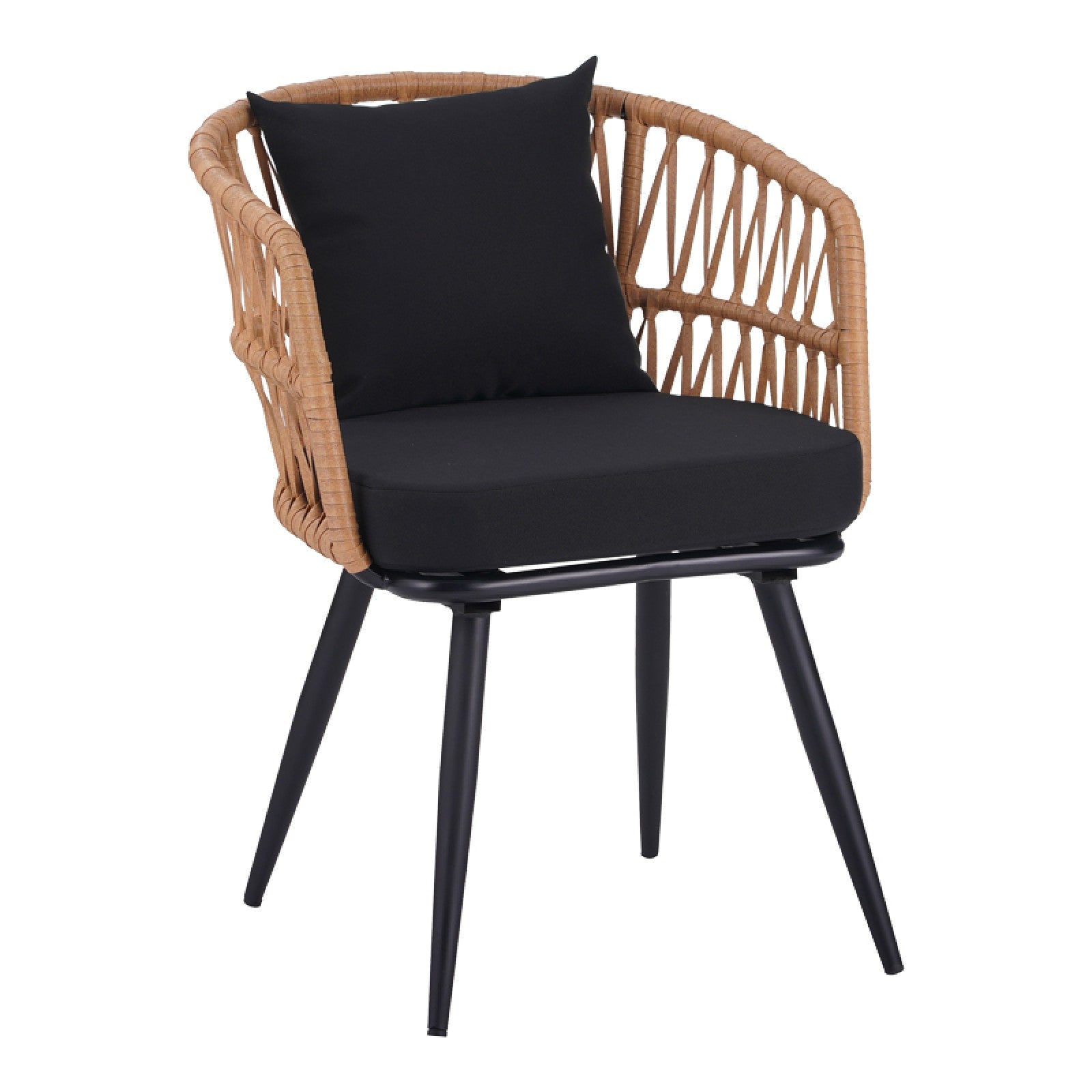 Αναπαυτική Πολυθρόνα Naoki  pe rattan -metal σε φυσική απόχρωση με