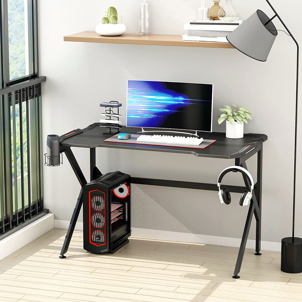 Γραφείο Gaming ArteLibre BERU Μαύρο Ξύλο/Μέταλλο 120x65x75cm