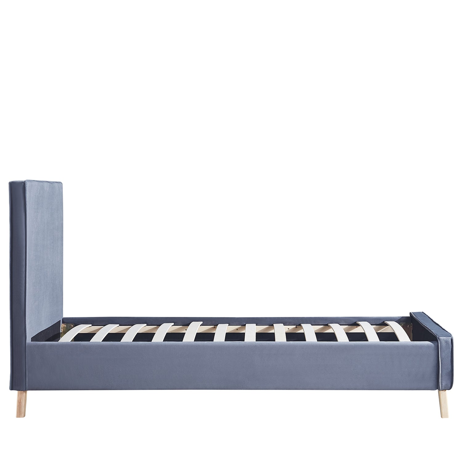 Κρεβάτι Μονό ArteLibre TULIP Σκούρο Γκρι Βελούδο 206.5x100.5x110cm (Στρώμα 90x190cm)
