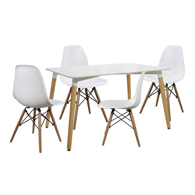 Σετ Τραπεζαρία (4+1) ArteLibre Λευκό/Φυσικό PP/Ξύλο 120x80x74cm