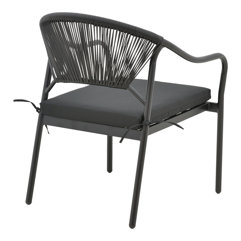 Αναπαυτική Πολυθρόνα Jerqui  wicker rattan μαύρο-μεταλλικό μαύρο