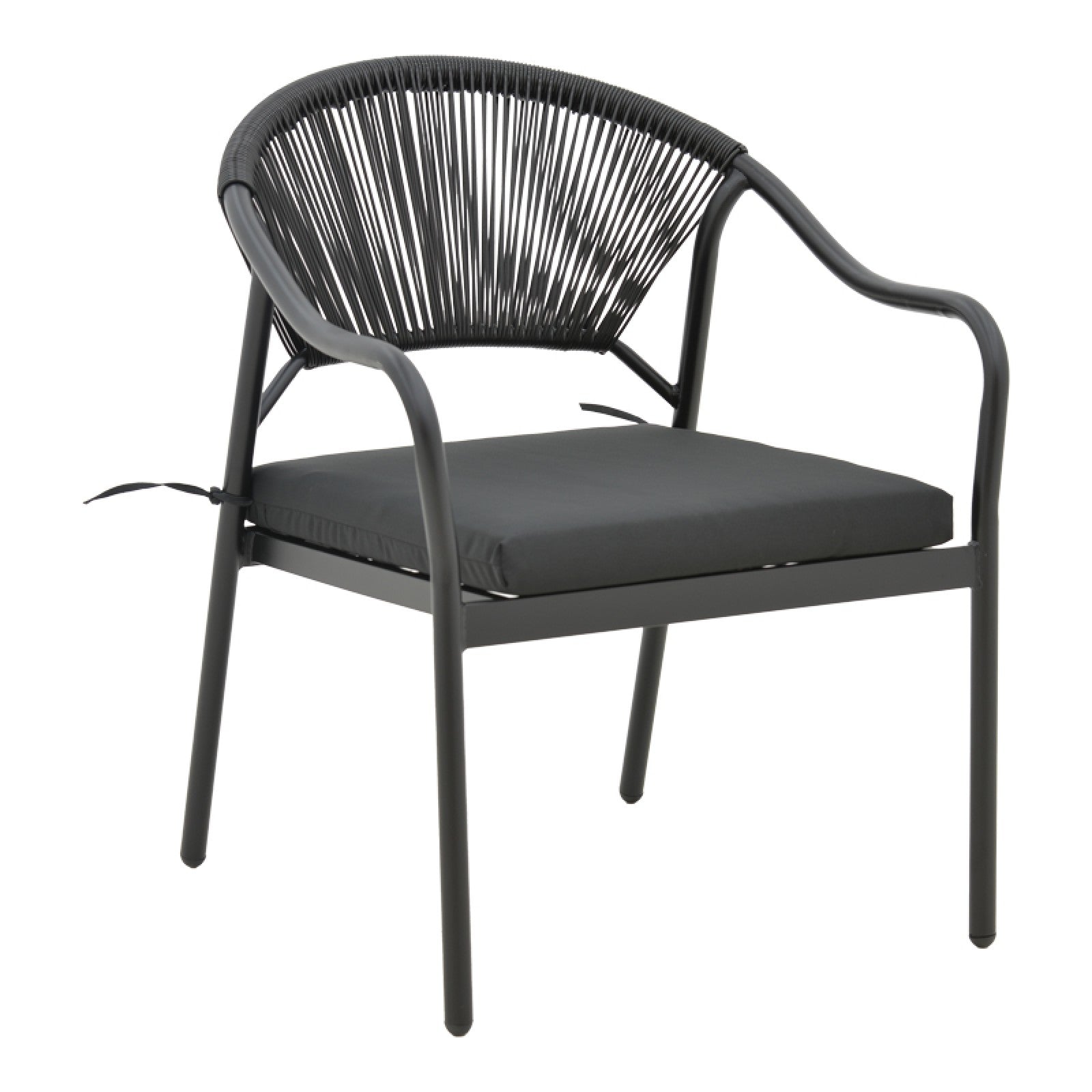 Αναπαυτική Πολυθρόνα Jerqui  wicker rattan μαύρο-μεταλλικό μαύρο