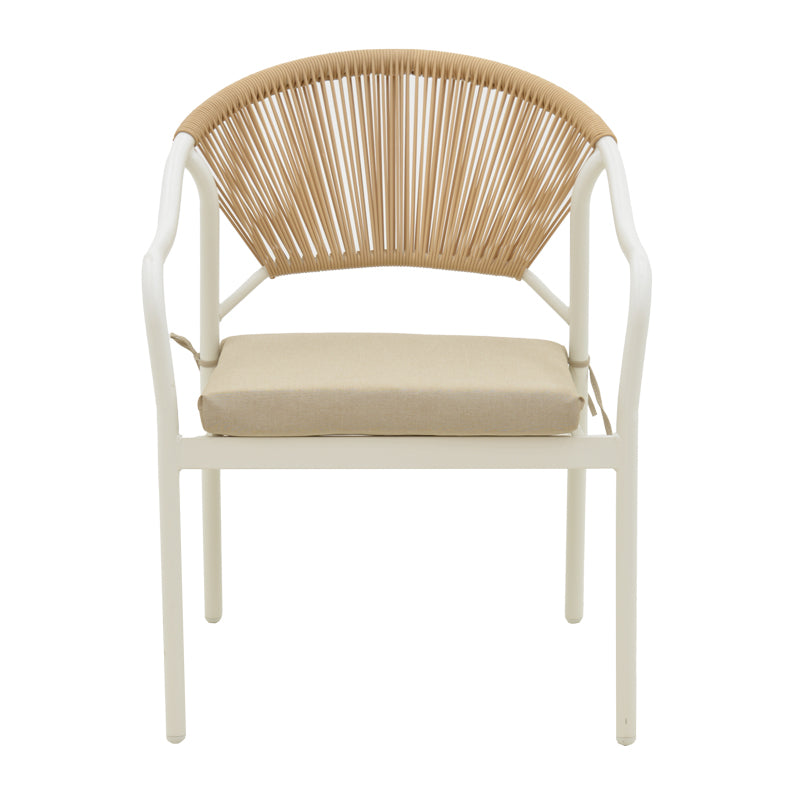 Αναπαυτική Πολυθρόνα Jerqui  wicker rattan φυσικό-μεταλλικό εκρού