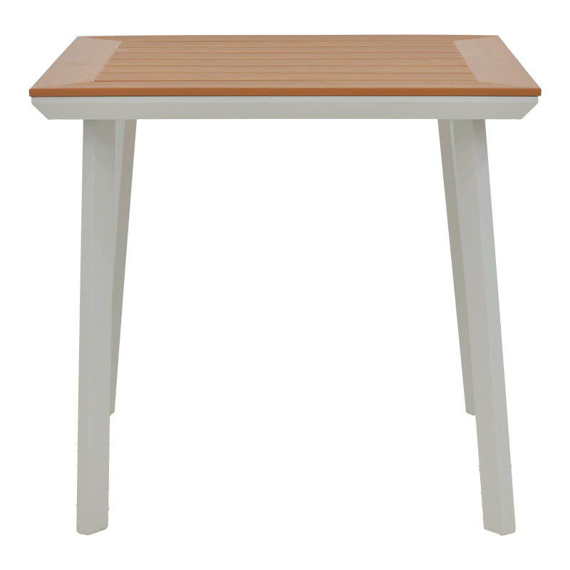 Μοντέρνο Τραπέζι Synergy  αλουμίνιο λευκό-plywood φυσικό 80x80x74εκ