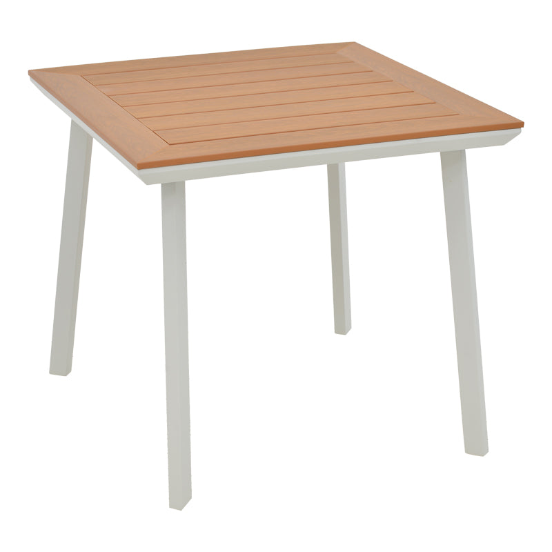 Μοντέρνο Τραπέζι Synergy  αλουμίνιο λευκό-plywood φυσικό 80x80x74εκ