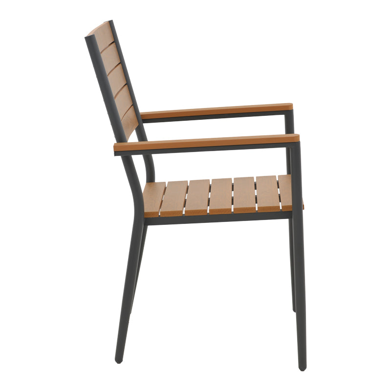 Αναπαυτική Πολυθρόνα Vitality  αλουμίνιο ανθρακί- plywood φυσικό