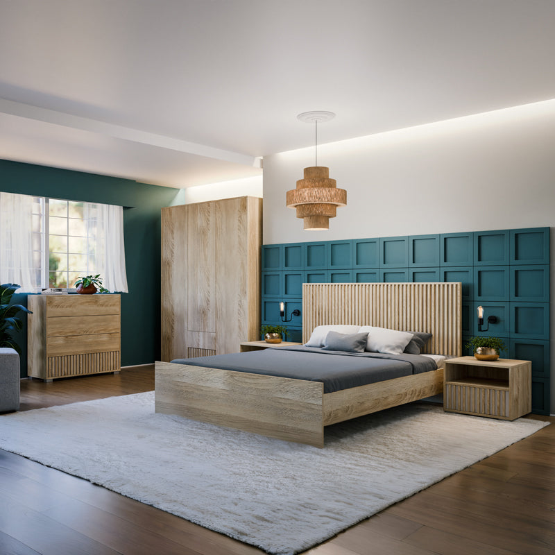Κρεβάτι Bruse  oak-λευκό μελαμίνης 160x200εκ