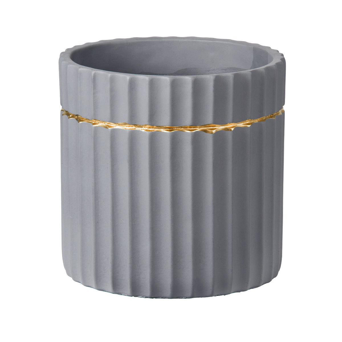 Artificial Garden Paxos Πήλινο Κεραμικό Κασπώ Γλάστρα - Flower Pot Γκρι Με Χρυσό Φ17Cm X Υ17Cm