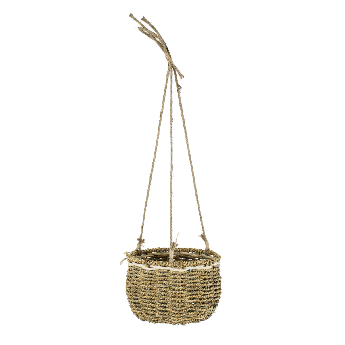 Artificial Garden Poros Κρεμαστό Πλεκτό Καλάθι - Κασπώ Γλάστρα - Flower Pot Μπεζ Φ20Cm X Υ50Cm