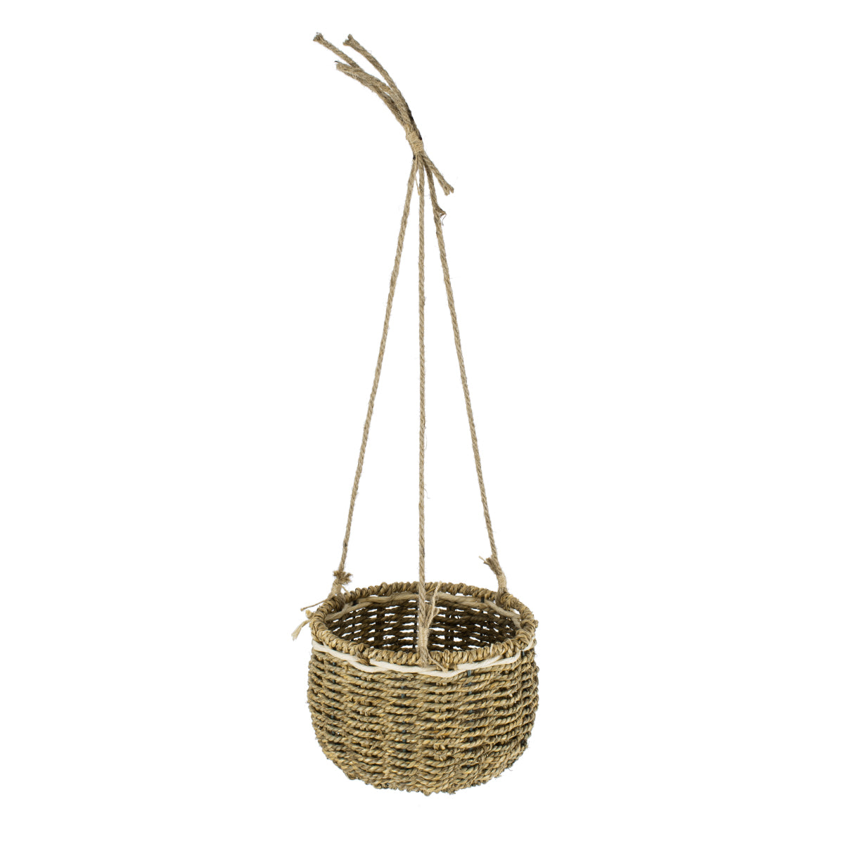 Artificial Garden Poros Κρεμαστό Πλεκτό Καλάθι - Κασπώ Γλάστρα - Flower Pot Μπεζ Φ20Cm X Υ50Cm