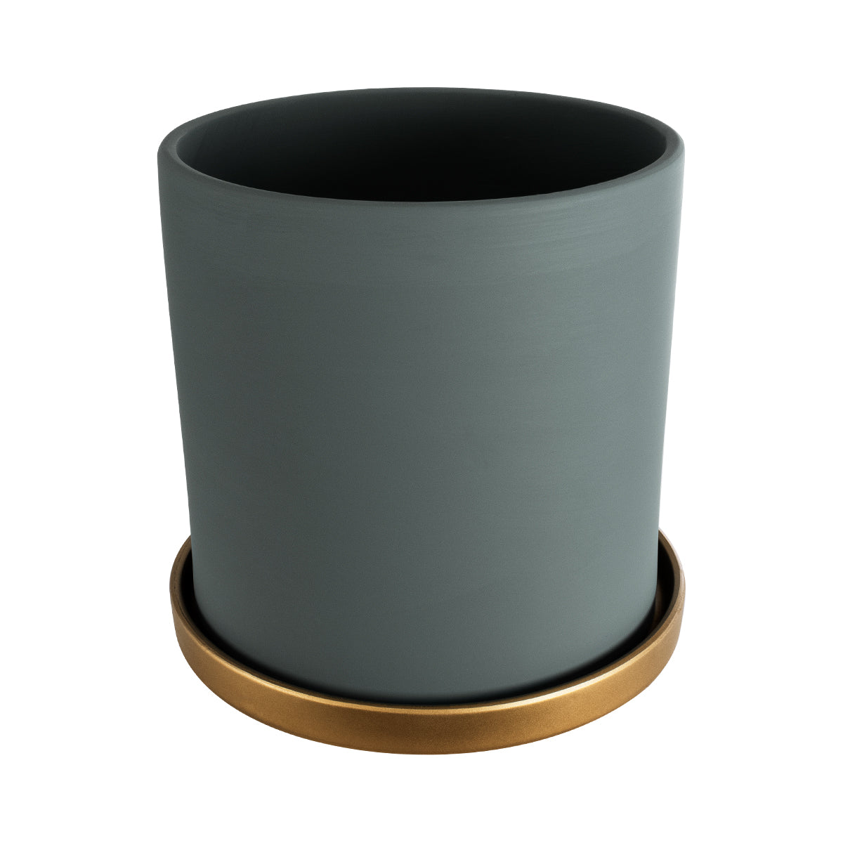 Artificial Garden Napoli Διακοσμητικό Κεραμικό Κασπώ Γλάστρα - Flower Pot Γκρι Πράσινο Με Χρυσό Φ20 X Υ20Cm