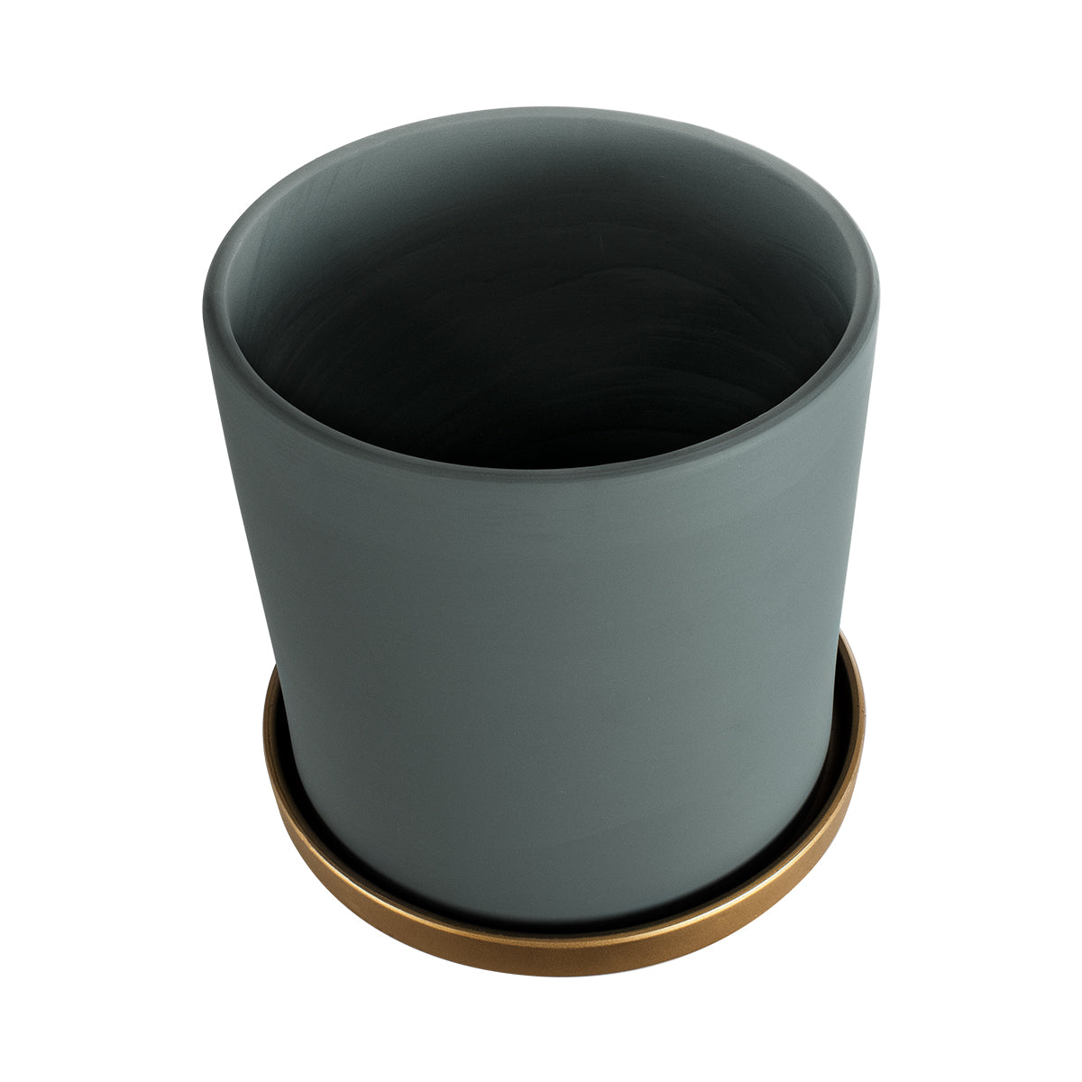 Artificial Garden Napoli Διακοσμητικό Κεραμικό Κασπώ Γλάστρα - Flower Pot Γκρι Πράσινο Με Χρυσό Φ20 X Υ20Cm