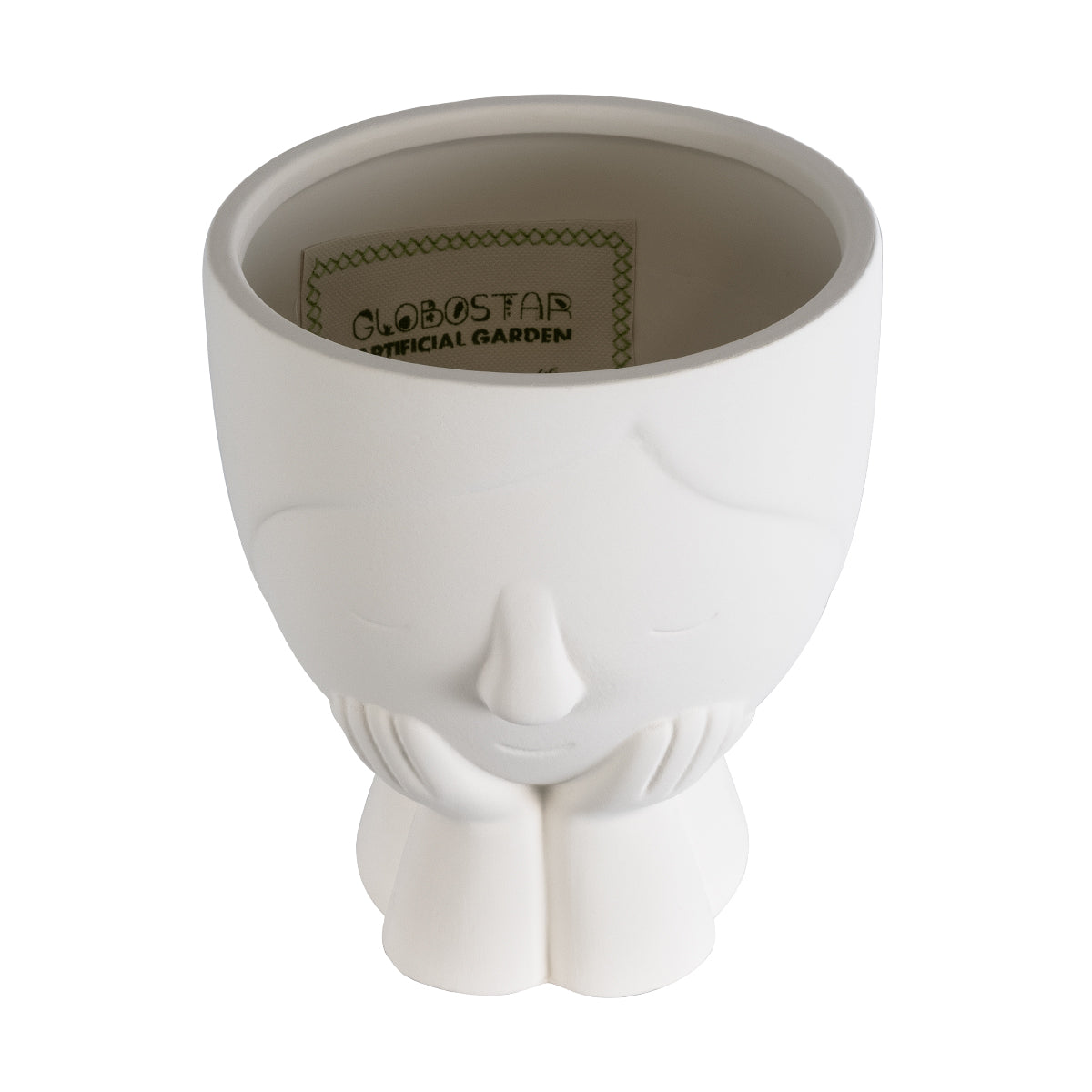Artificial Garden Tokyo Διακοσμητικό Κεραμικό Κασπώ Γλάστρα - Flower Pot Λευκό Φ16 X Υ19Cm