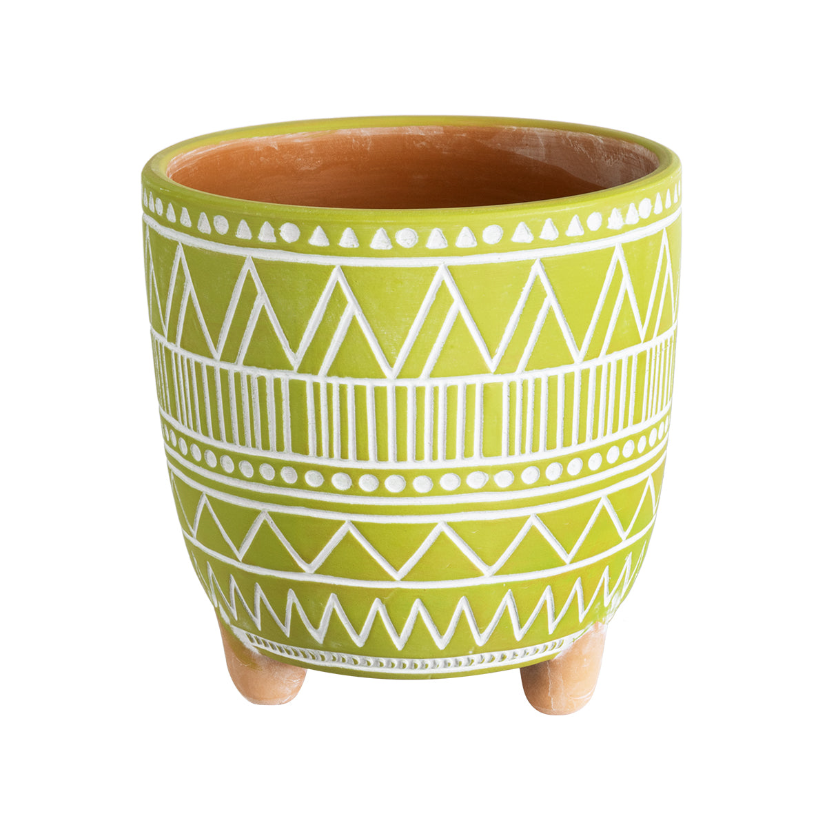 Artificial Garden Kenya Διακοσμητικό Κεραμικό Κασπώ Γλάστρα - Flower Pot Πράσινο Με Λευκό Φ16 X Υ16Cm