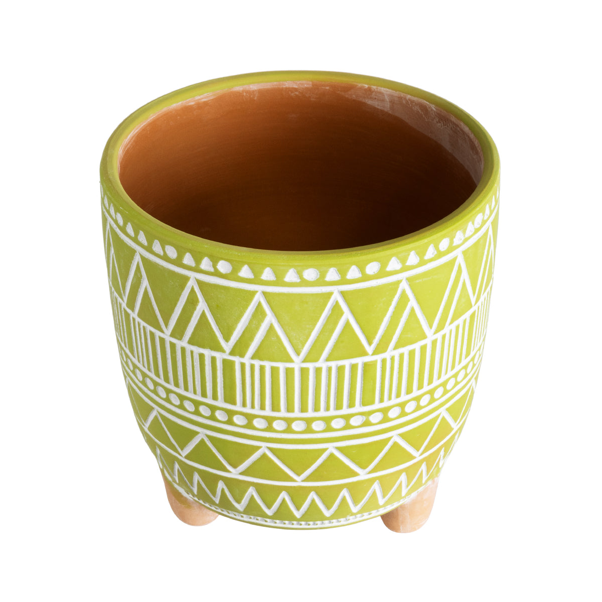 Artificial Garden Kenya Διακοσμητικό Κεραμικό Κασπώ Γλάστρα - Flower Pot Πράσινο Με Λευκό Φ16 X Υ16Cm