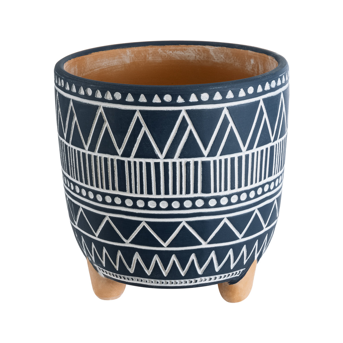 Artificial Garden Mumbai Διακοσμητικό Κεραμικό Κασπώ Γλάστρα - Flower Pot Μπλε Με Λευκό Φ16 X Υ16.5Cm