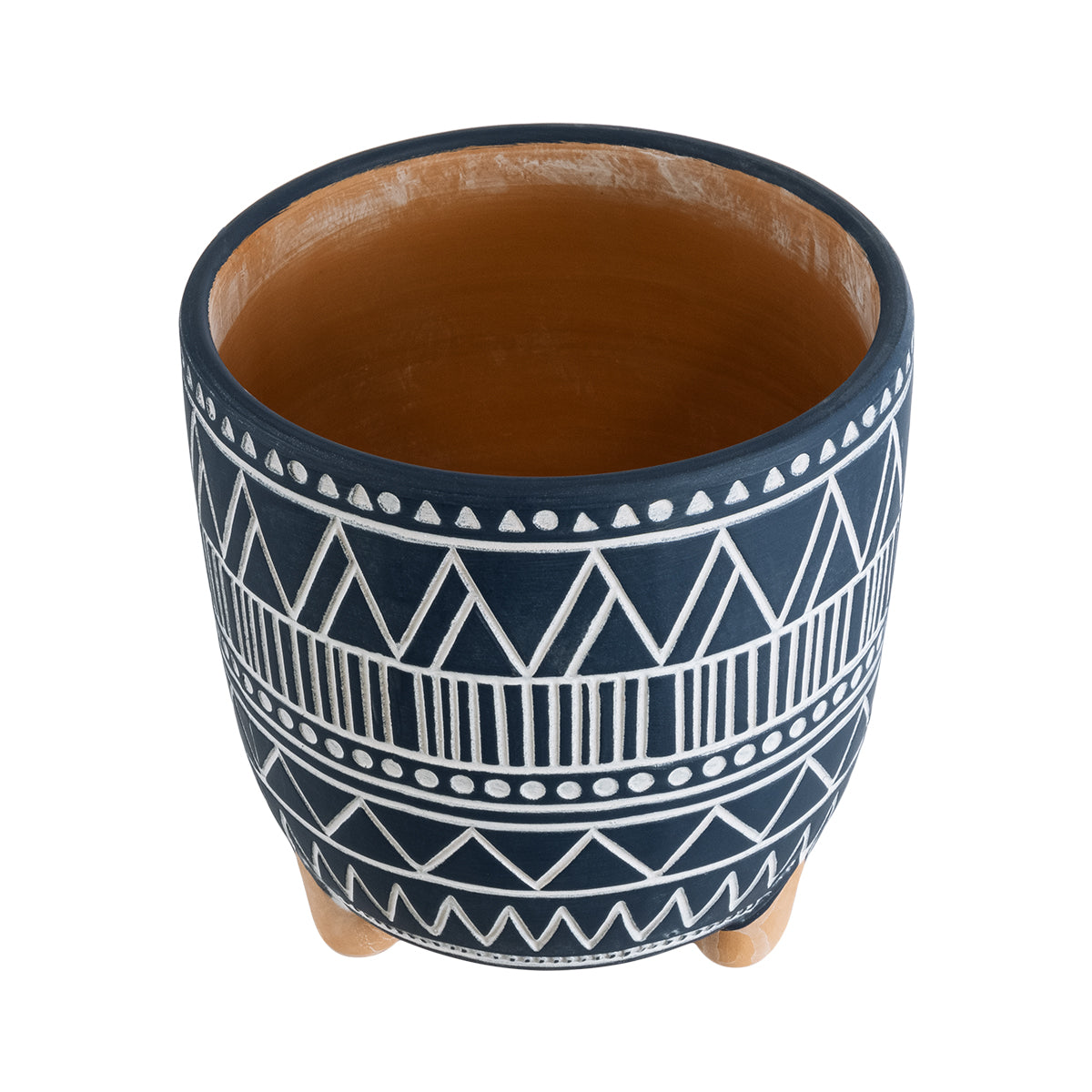 Artificial Garden Mumbai Διακοσμητικό Κεραμικό Κασπώ Γλάστρα - Flower Pot Μπλε Με Λευκό Φ16 X Υ16.5Cm