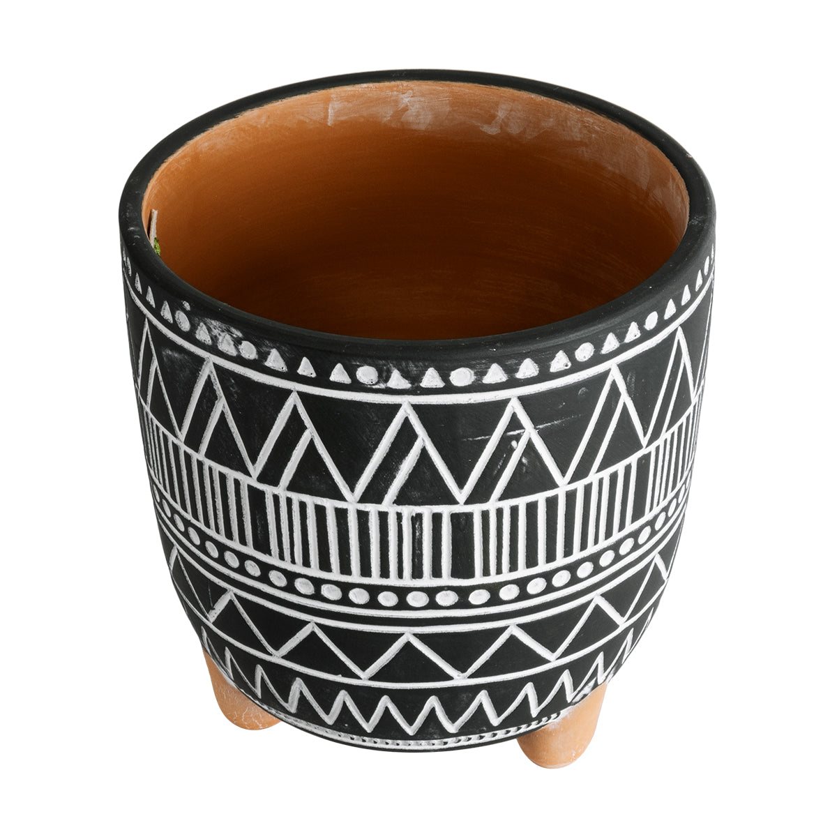 Artificial Garden Nairobi Διακοσμητικό Κεραμικό Κασπώ Γλάστρα - Flower Pot Μαύρο Με Λευκό Φ16 X Υ16Cm