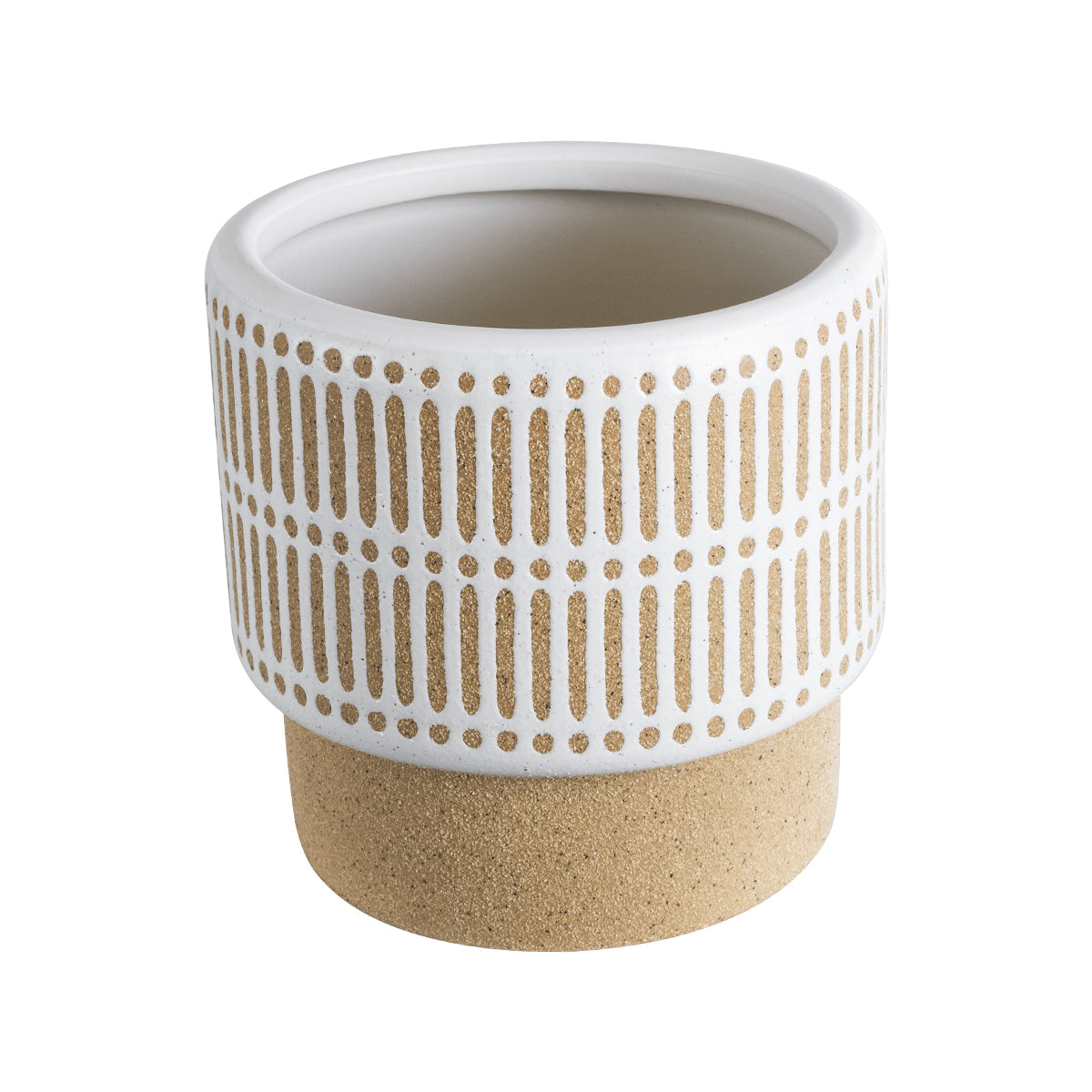 Artificial Garden Amaretto Διακοσμητικό Κεραμικό Κασπώ Γλάστρα - Flower Pot Μπεζ Με Λευκό Φ11 X Υ11Cm