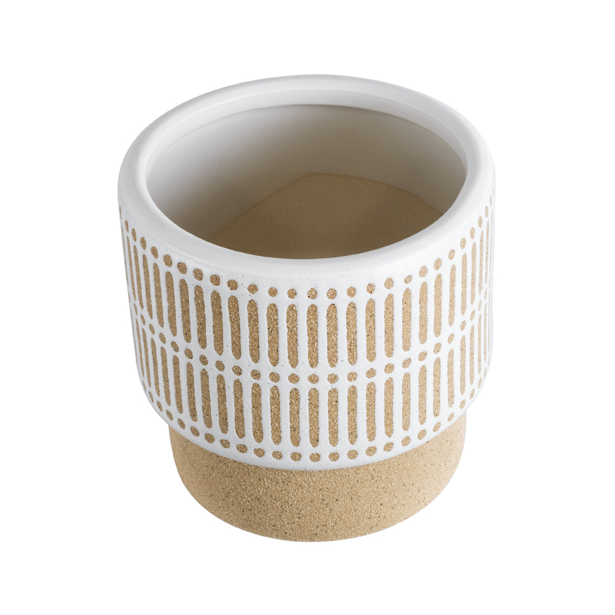 Artificial Garden Amaretto Διακοσμητικό Κεραμικό Κασπώ Γλάστρα - Flower Pot Μπεζ Με Λευκό Φ11 X Υ11Cm