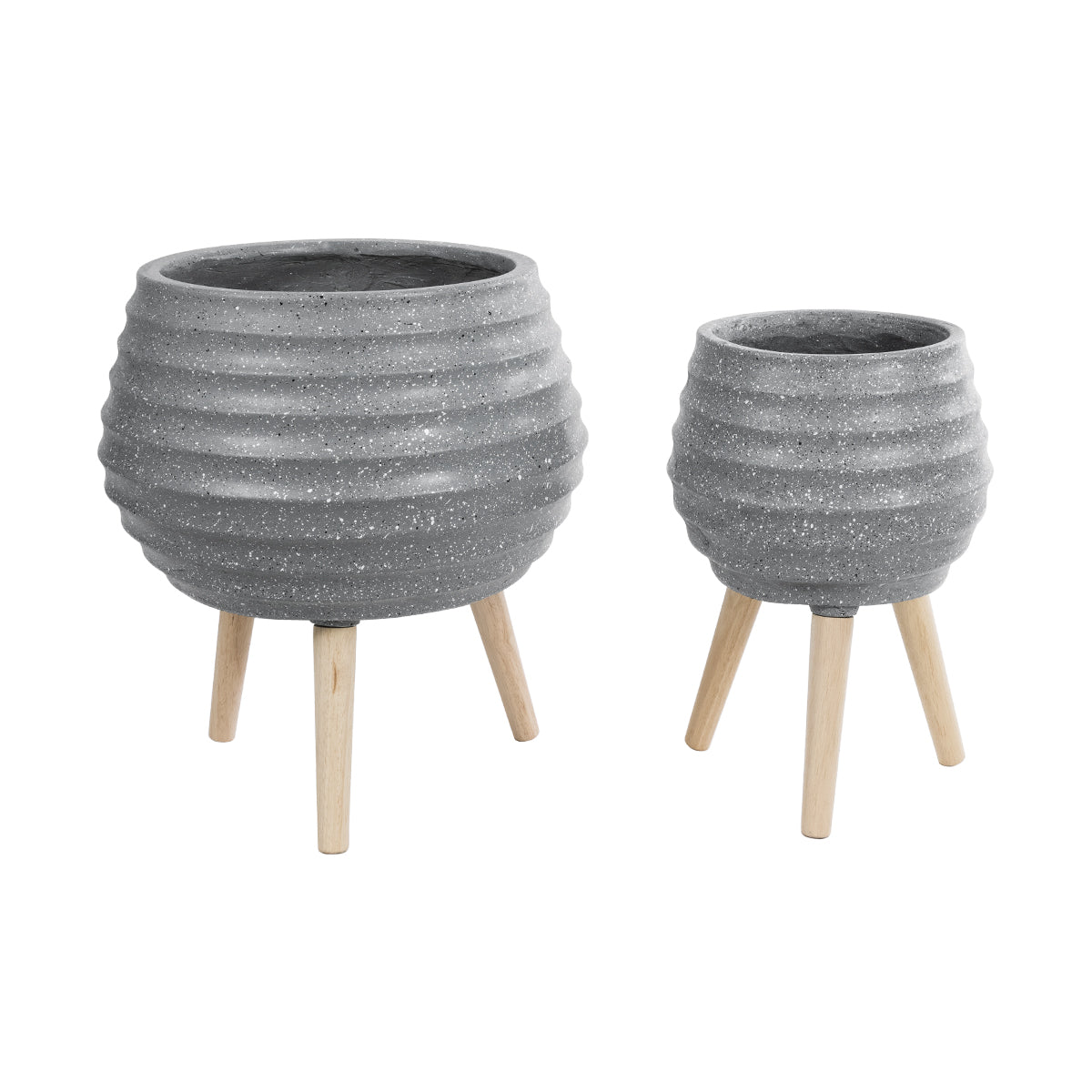 Artificial Garden Maryland Σετ 2 Διακοσμητικά Πολυεστερικά Τσιμεντένιά Κασπώ Γλάστρες - Flower Pots Γκρι A:Φ39 X Υ45Cm B:Φ29 X Υ40Cm