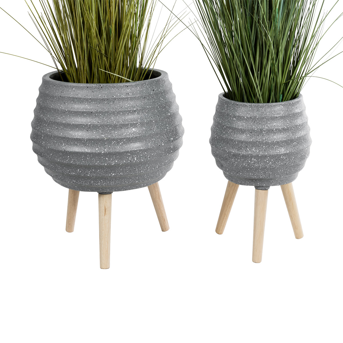 Artificial Garden Maryland Σετ 2 Διακοσμητικά Πολυεστερικά Τσιμεντένιά Κασπώ Γλάστρες - Flower Pots Γκρι A:Φ39 X Υ45Cm B:Φ29 X Υ40Cm