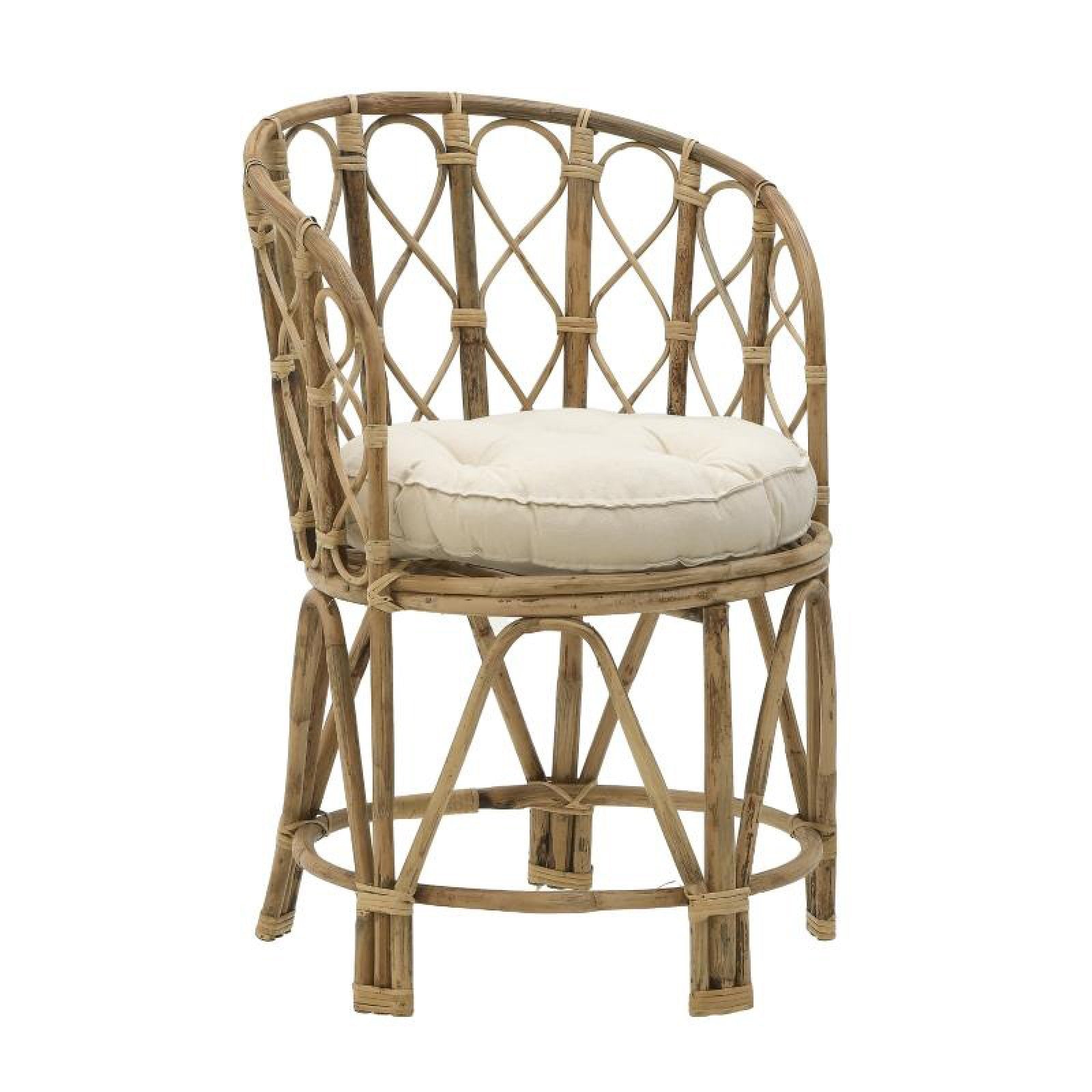 Αναπαυτική Πολυθρόνα Rostan Inart φυσικό rattan με μαξιλάρι 60x46x80εκ