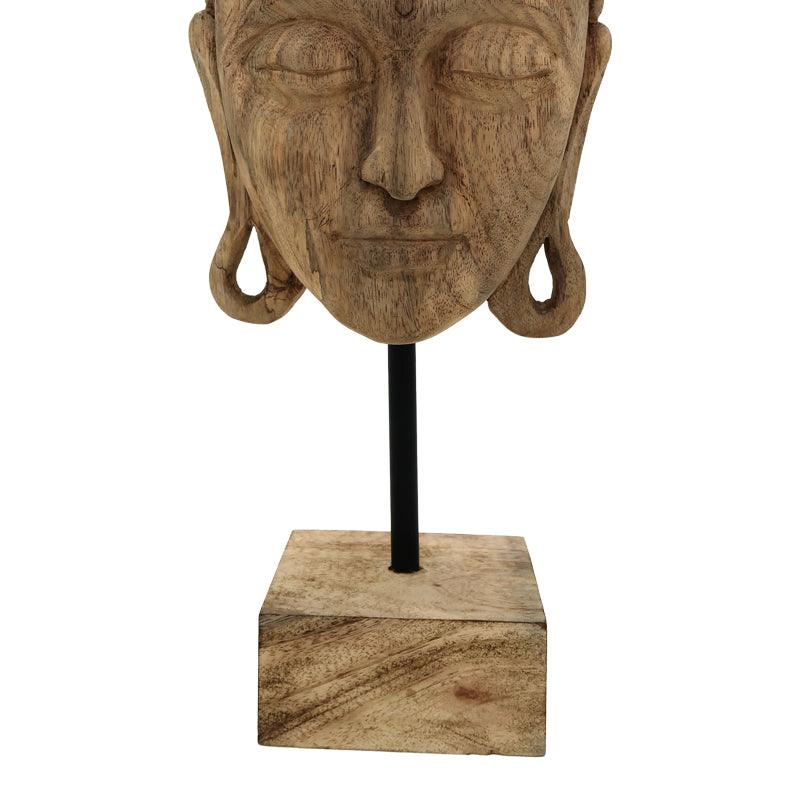 Επιτραπέζιο διακοσμητικό βούδας Mask Inart φυσικό μάνγκο ξύλο-μέταλλο