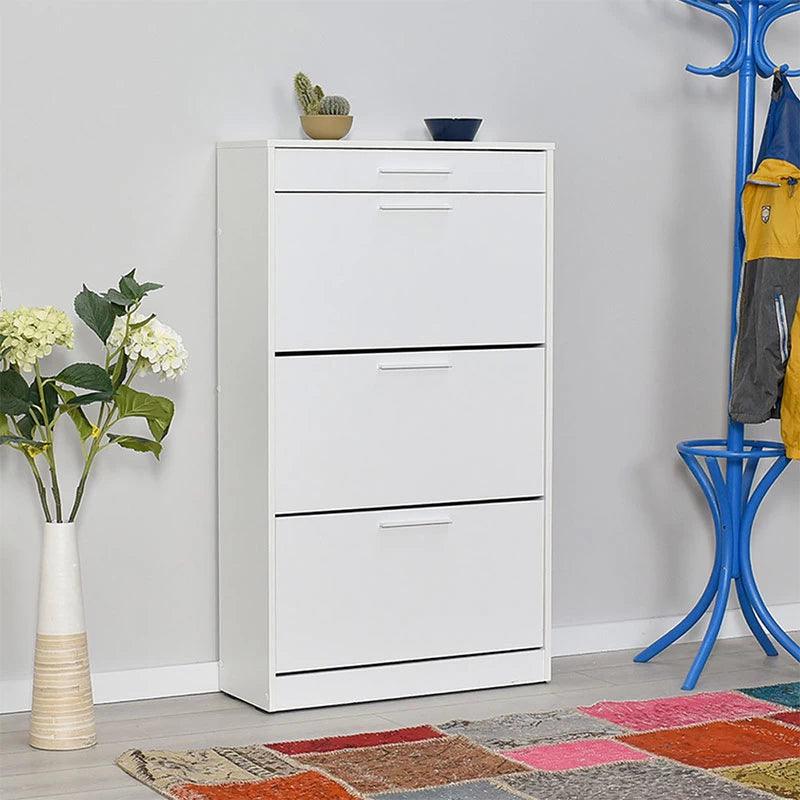 Λευκή Παπουτσοθήκη Μελαμίνης Flat 18 Ζεύγων - 75x29x128εκ.