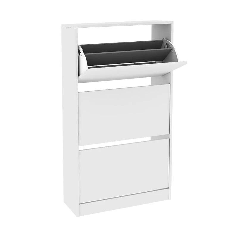 Λευκή Παπουτσοθήκη Μελαμίνης Flat Duo 18 Ζεύγων - 73x26x119εκ.