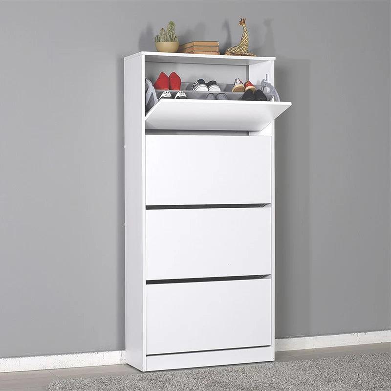 Λευκή Παπουτσοθήκη Μελαμίνης Flat Duo - 24 Ζευγών - 73x26x157εκ.