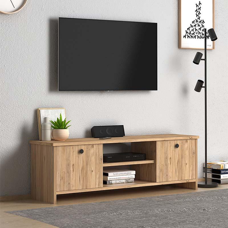 Έπιπλο Τηλεόρασης Cube Από Μελαμίνη Χρώμα Pine 120x30x40εκ.