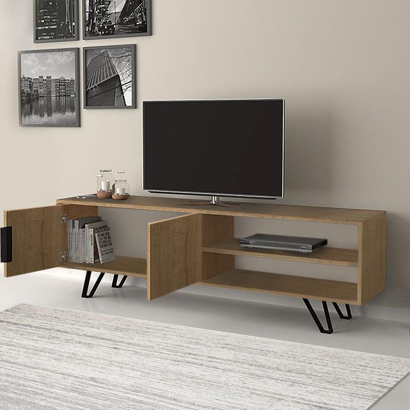 Έπιπλο Τηλεόρασης Foot Από Μελαμίνη Χρώμα Sonoma 160x35x49εκ.