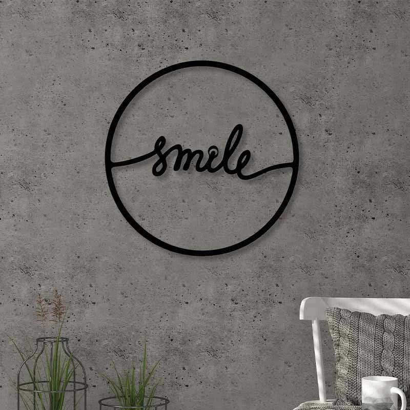 Διακοσμητικό Τοίχου Smile Μεταλλικό Χρώμα Μαύρο 45x2x45εκ.