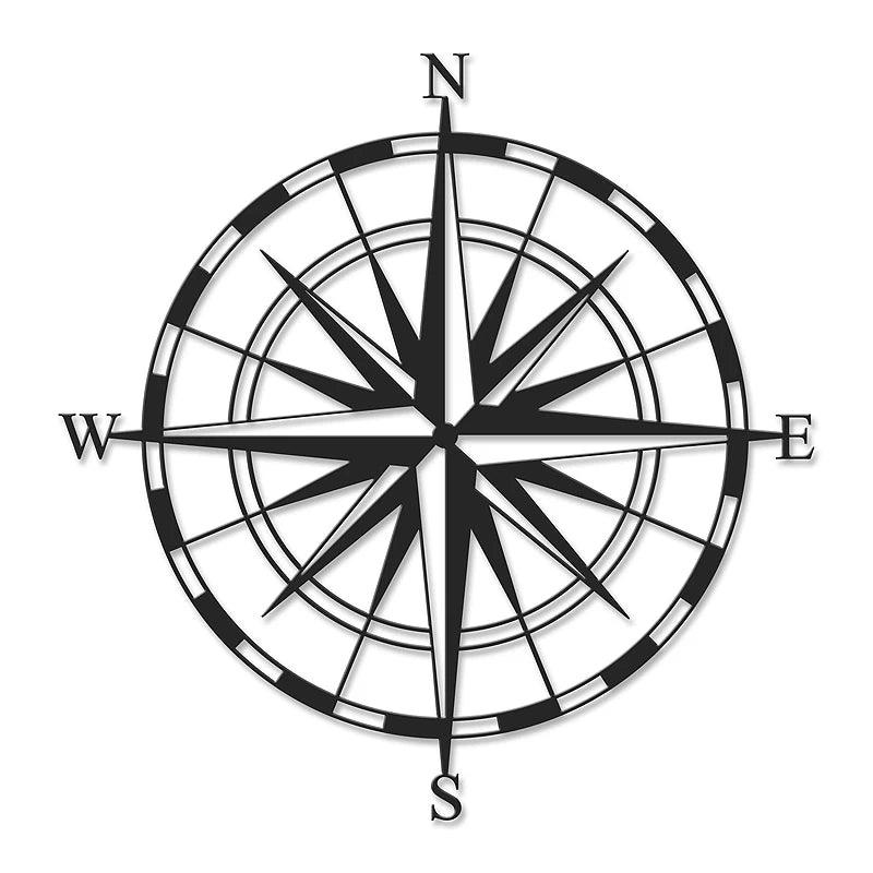 Διακοσμητικό Τοίχου Compass Μεταλλικό Χρώμα Μαύρο 45x2x45εκ.