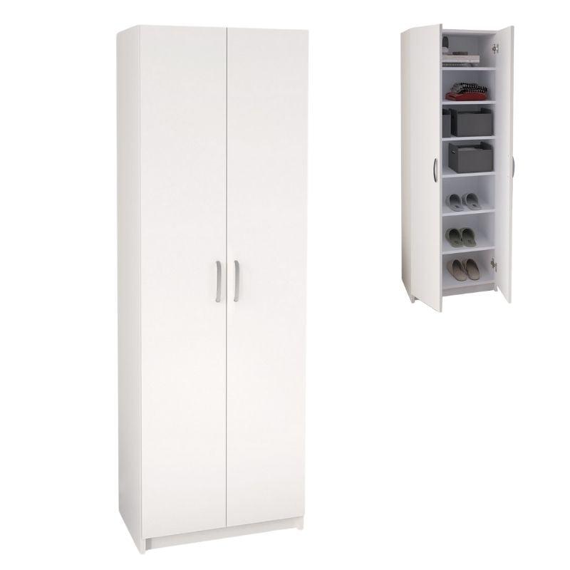 Παπουτσοθήκη Renso Δίφυλλη Χρώμα Λευκό 59,8x37,8x178,5εκ.