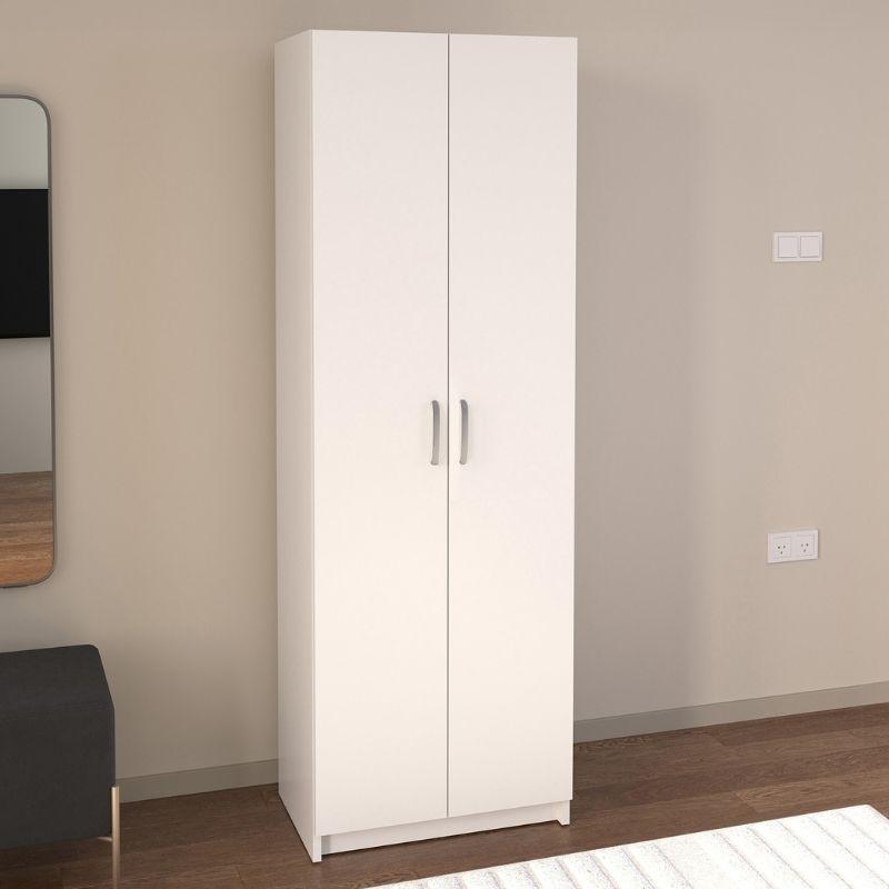 Παπουτσοθήκη Renso Δίφυλλη Χρώμα Λευκό 59,8x37,8x178,5εκ.