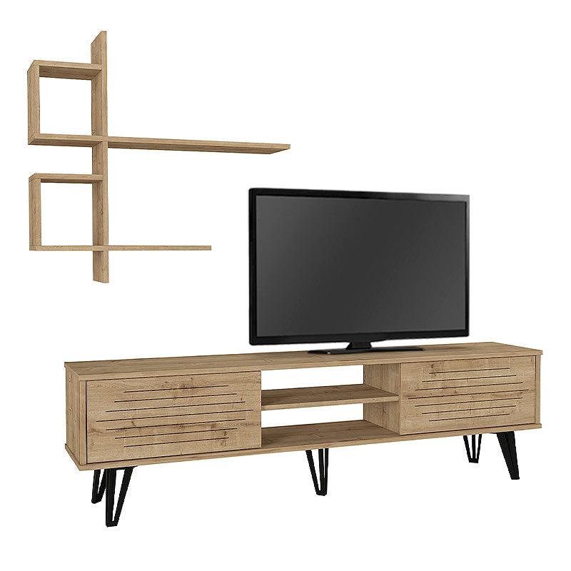 Σύνθεση Τηλεόρασης Salerno Από Μελαμίνη Χρώμα Sapphire Oak