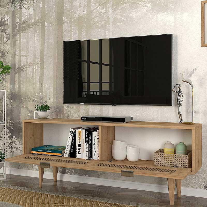 Έπιπλο Τηλεόρασης Sirona Από Μελαμίνη Χρώμα Sapphire Oak 140x30x55εκ.