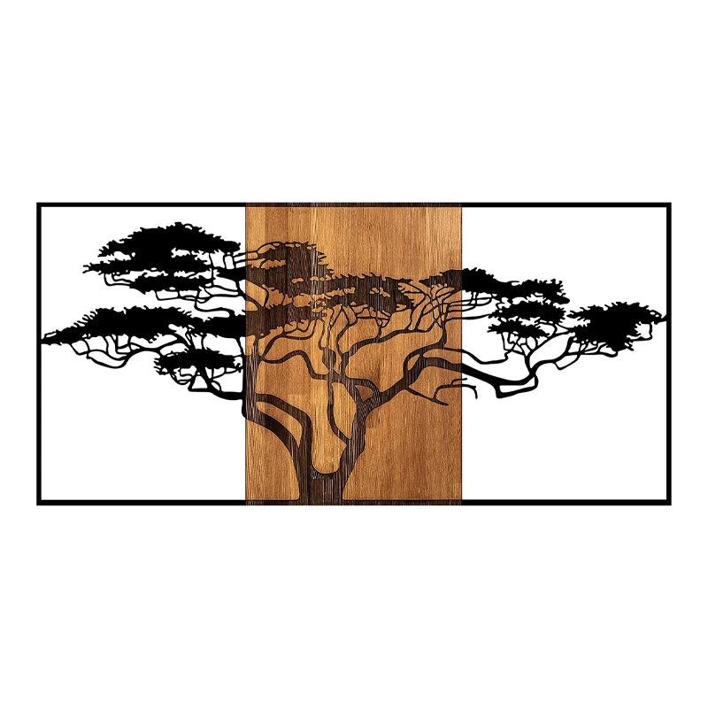 Διακοσμητικό Τοίχου Acacia Tree Ξύλινο - Μεταλλικό Χρώμα Καρυδί