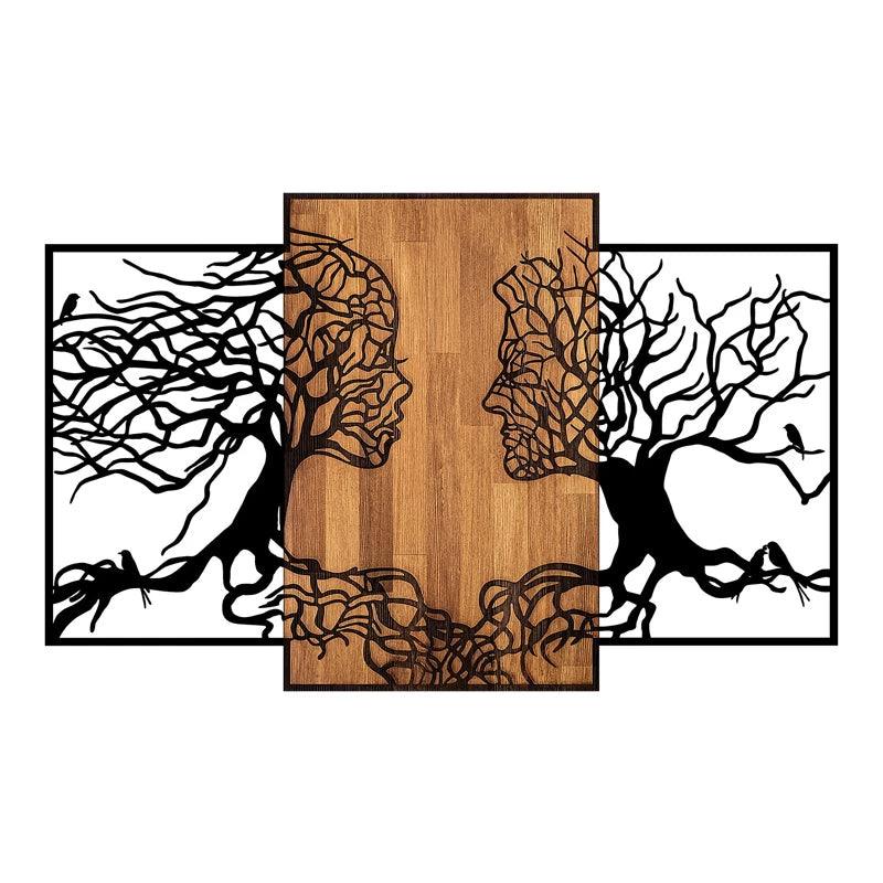 Διακοσμητικό Τοίχου Tree Love Ξύλινο - Μεταλλικό Χρώμα Καρυδί