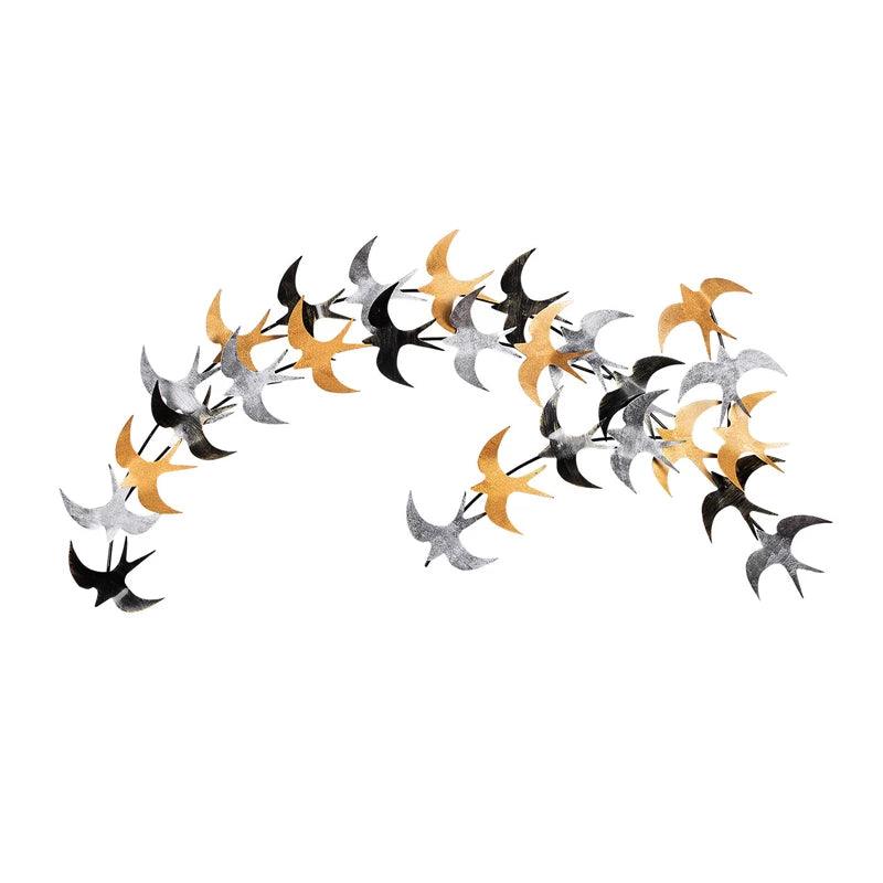 Διακοσμητικό Τοίχου Birds Μεταλλικό Χρώμα Μαύρο - Bronze - Ασημί