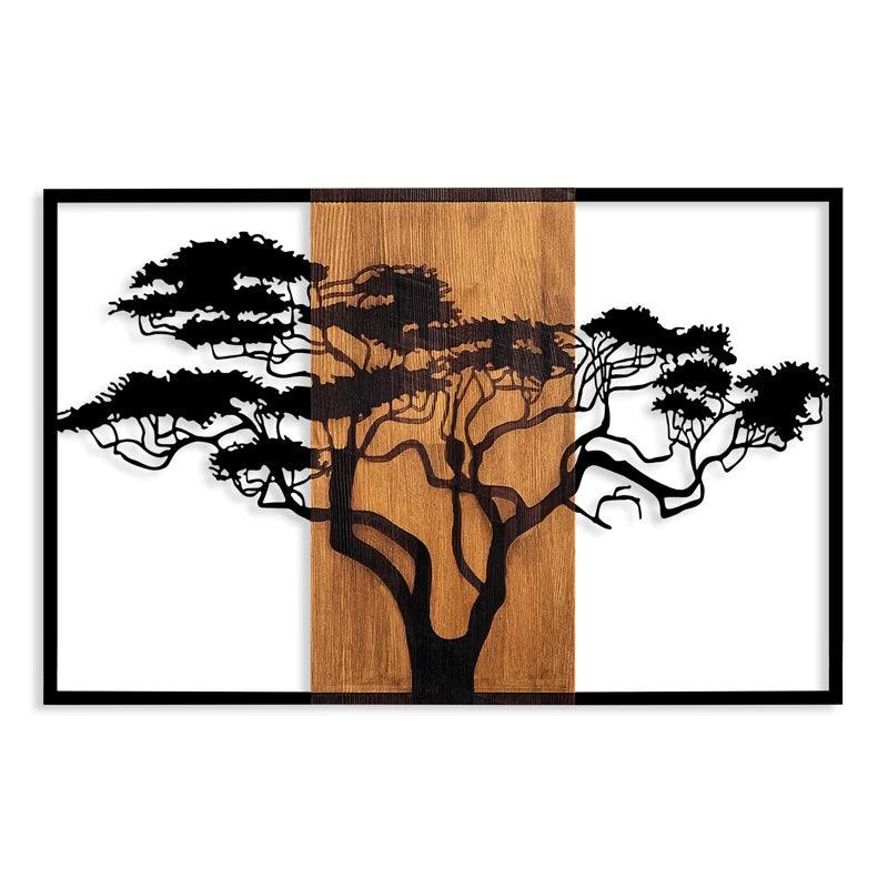 Διακοσμητικό Τοίχου Acacia Tree Ξύλινο - Μεταλλικό Χρώμα Καρυδί