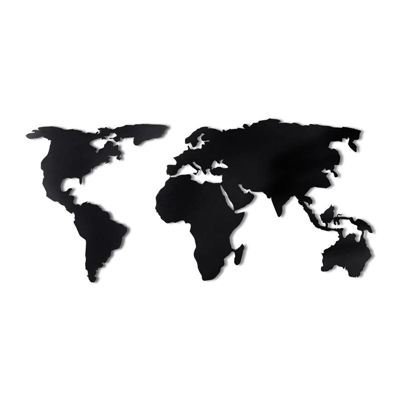 Διακοσμητικό Τοίχου World Map Μεταλλικό Χρώμα Μαύρο 120x60εκ.
