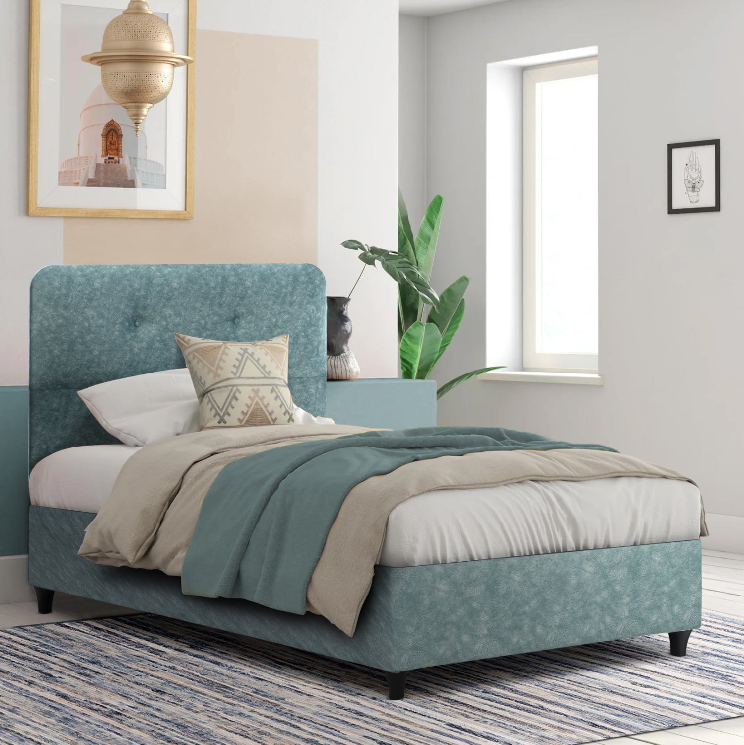Κρεβατι Dolores Light Green Για Στρωμα 120X200 Εκ.