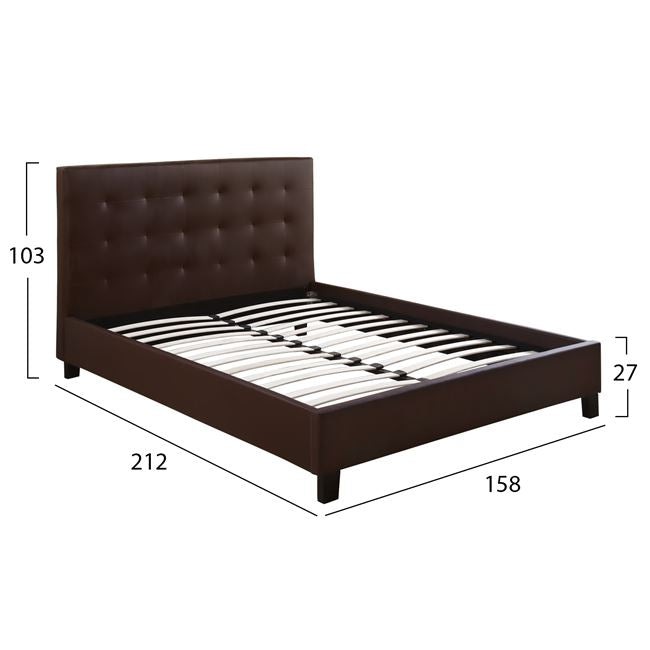 Κρεβατι Διπλο 150X200 Εκ. Brisa Με Τεχνοδερμα Καφε