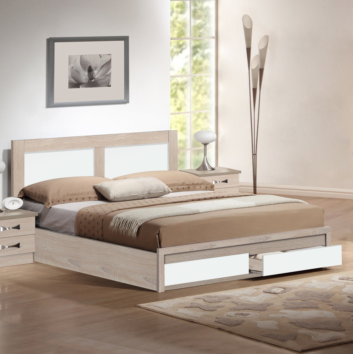 Κρεβατι Capri Με 2 Συρταρια Sonama Λευκο Για Στρωμα 150X200 Εκ.